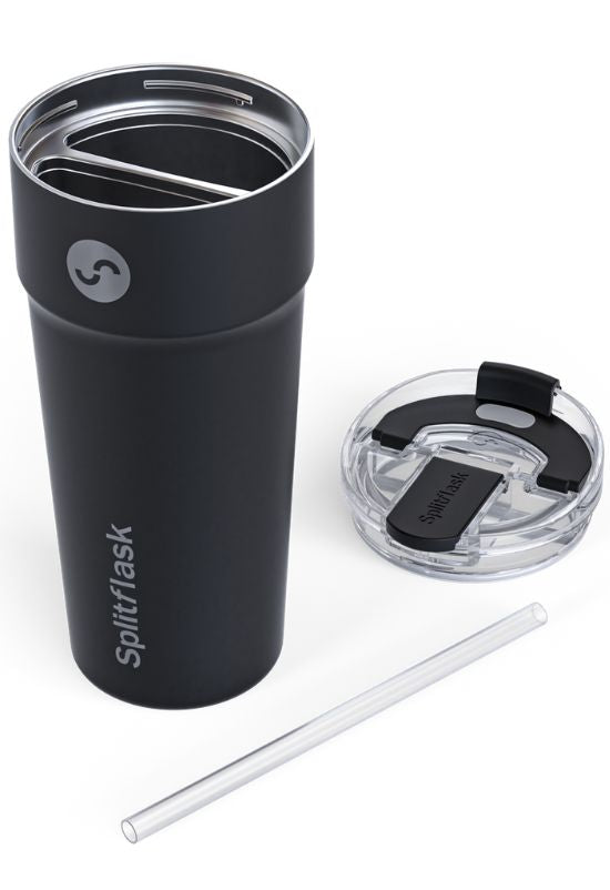 Splitflask with lid and straw opened