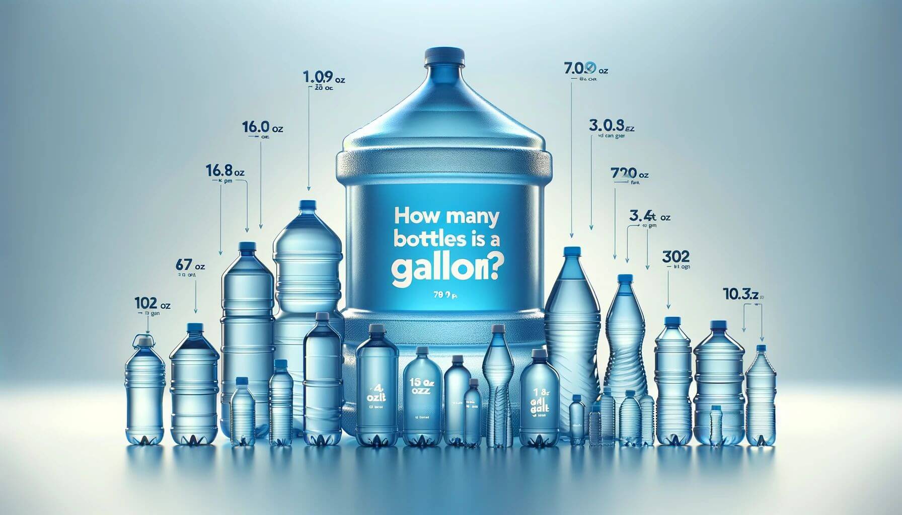 A featured image for the article 'How Many Bottles of Water Is a Gallon'. The image visually represents this question by displaying several different