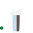 Arrows showing how you use the lid in an illustration of Splitflask