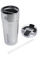 Splitflask 2 drink tumbler lid with straw - silver