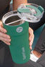 Splitflask 2 drink tumbler lid with straw - green open